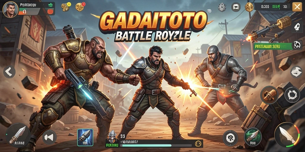 Screenshot utama GADAITOTO dengan tampilan gameplay Battle Royale yang mendebarkan.