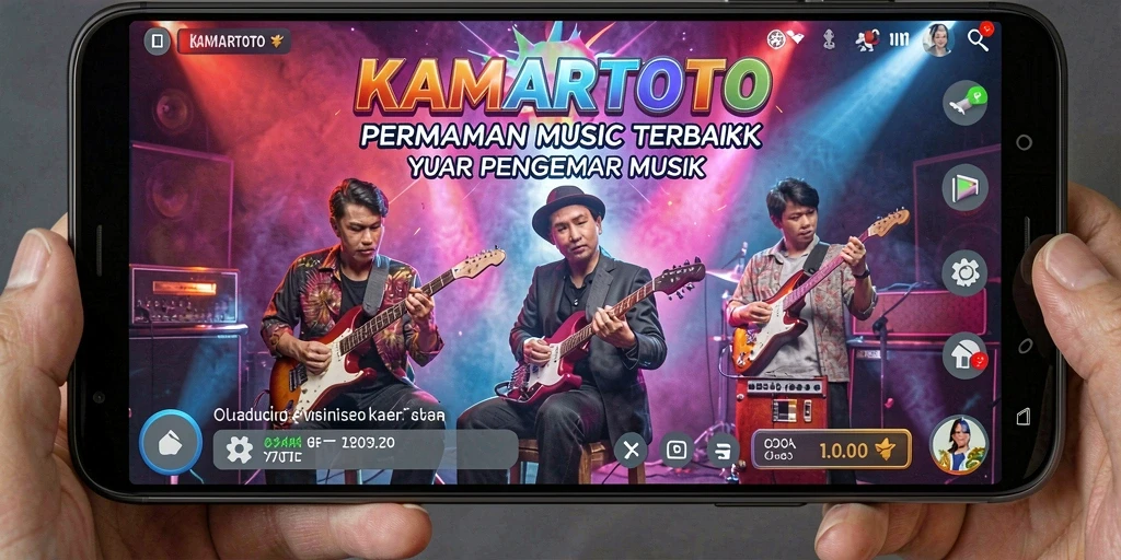 Tampilan gameplay KAMARTOTO yang menampilkan interaksi seru dengan musik.