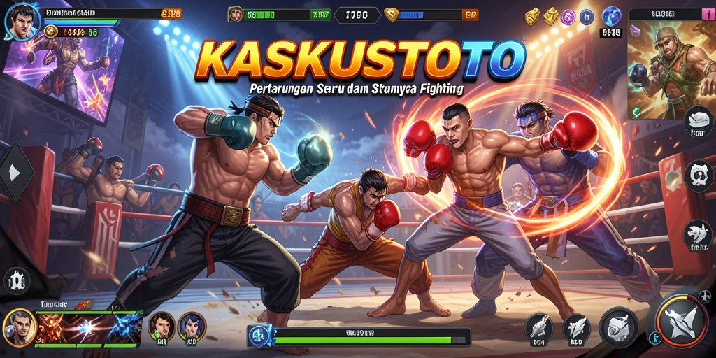 Gameplay KASKUSTOTO menampilkan aksi pertarungan yang intens dan seru.
