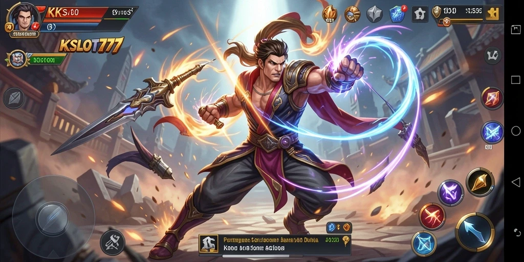 Tampak gameplay KKSLOT777 dengan pertempuran yang mendebarkan.