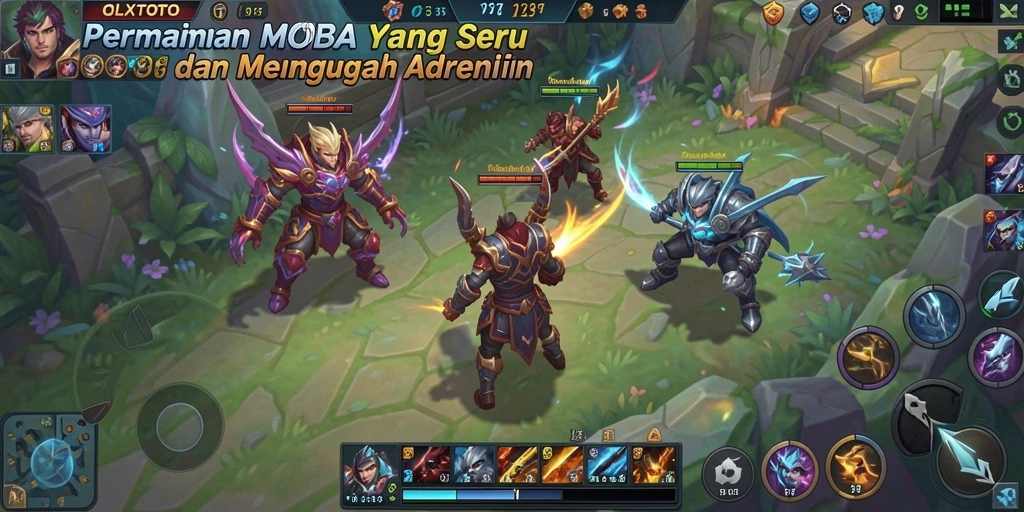 Tampilan aksi seru dalam gameplay MOBA OLXTOTO.