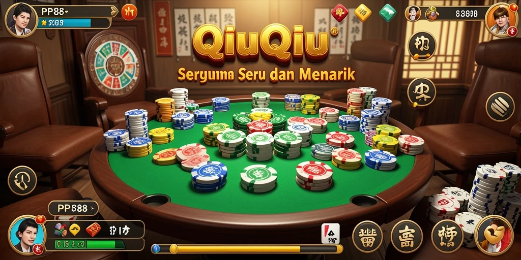Screenshot gameplay PP88 yang menunjukkan suasana permainan QiuQiu yang seru.