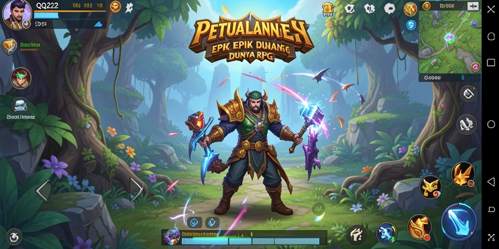 Screenshot gameplay menunjukkan pertempuran mendebarkan dalam QQ222.