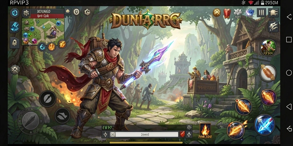 Screenshot RPVIP3 menampilkan pertarungan aksi yang mendebarkan di dunia RPG.