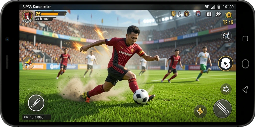 Tangkapan layar SIP33 menampilkan aksi seru dalam pertandingan sepak bola.