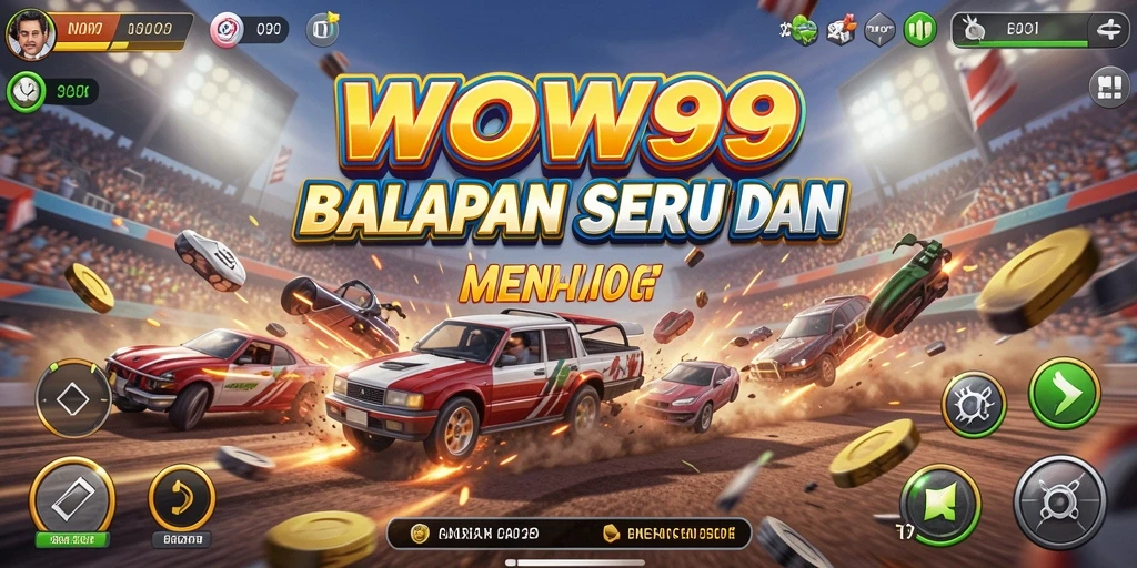 Screenshot gameplay WOW99 menunjukkan aksi balapan yang mendebarkan.
